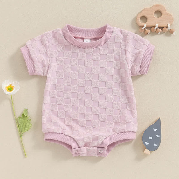 Baby Solid Color Checkerboard Bodysuit