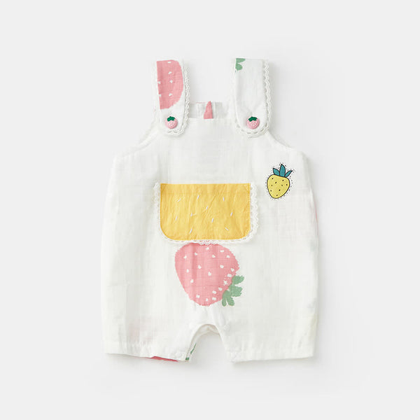 Baby Strawberry Pocket Cute Overalls