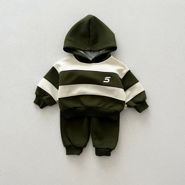 Baby 2-Piece Army Green Hooded Sweatsuit Set