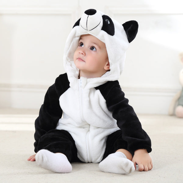 Baby Mira Cozy Critters™ Panda Flannel Romper - Spring & Autumn Edition