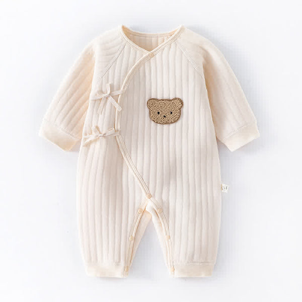 Baby Mira Newborn Bear Print Warm Romper