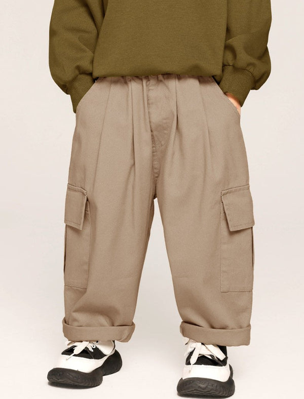 Toddler Simple Solid Color Worker Pants