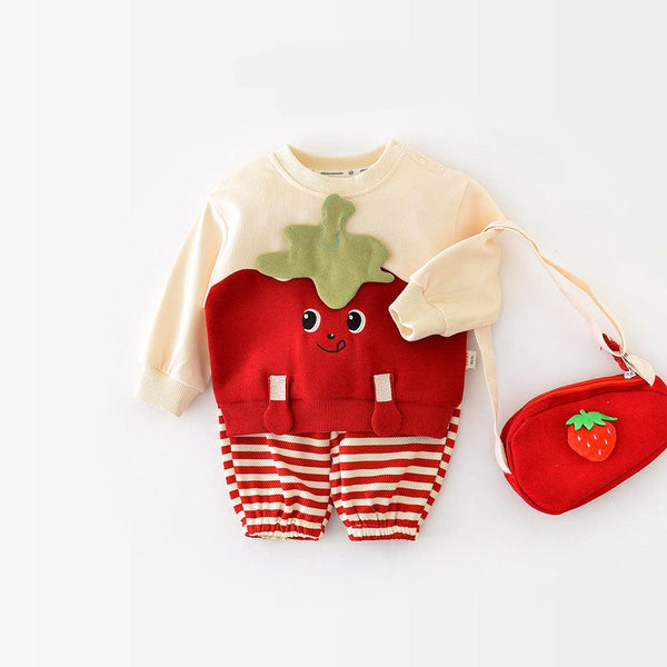 LIKE TOMATO Baby Cartoon Striped Set