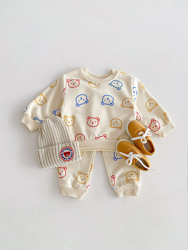 Baby Mira Baby Bear and Penguin Print 2-Piece Tracksuit Set