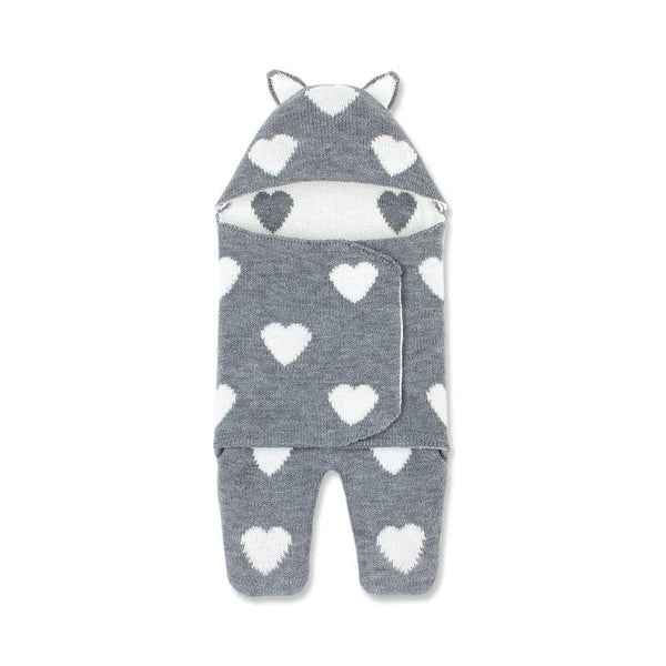 Baby Knitted Heart Hooded Sleep Bag