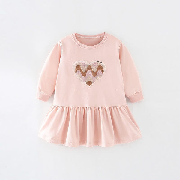 Toddler Wave Heart Pink Dress