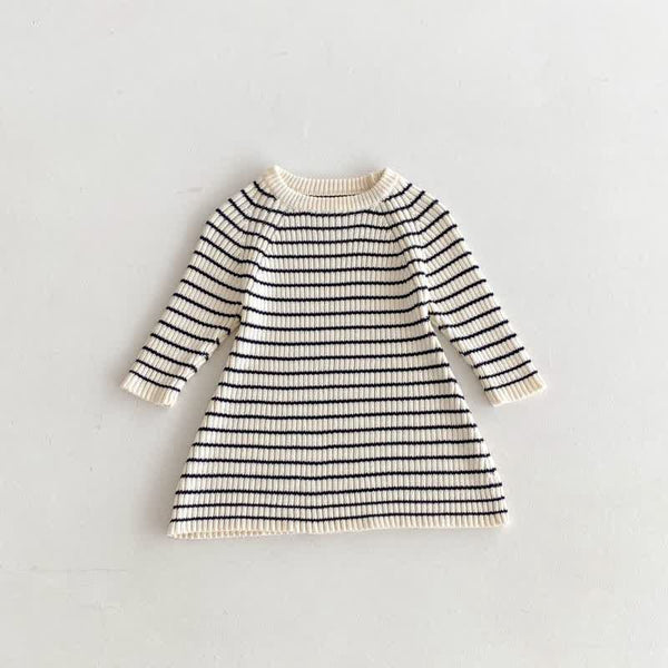 Toddler Knitted Casual Striped Loose Dress