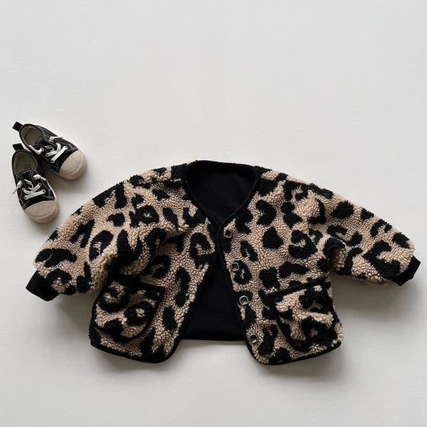 Baby Toddler Plush Leopard Print Jacket