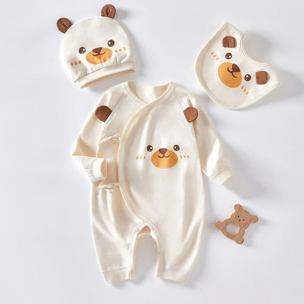 Baby Bear Kimono Romper with Bib and Hat