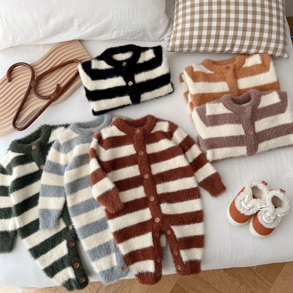 Baby Mira Baby Fluffy Button Striped Romper