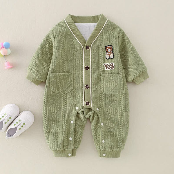 Baby Mira Cartoon Bear Button Romper