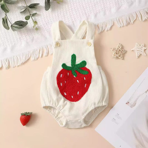 Baby Embroidered Strawberry Lovely Overalls