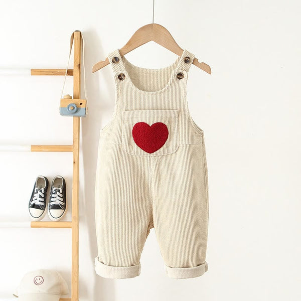 Baby Toddler Heart Corduroy Overalls