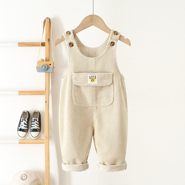 LOVE SMILE Toddler Corduroy Pocket Overalls