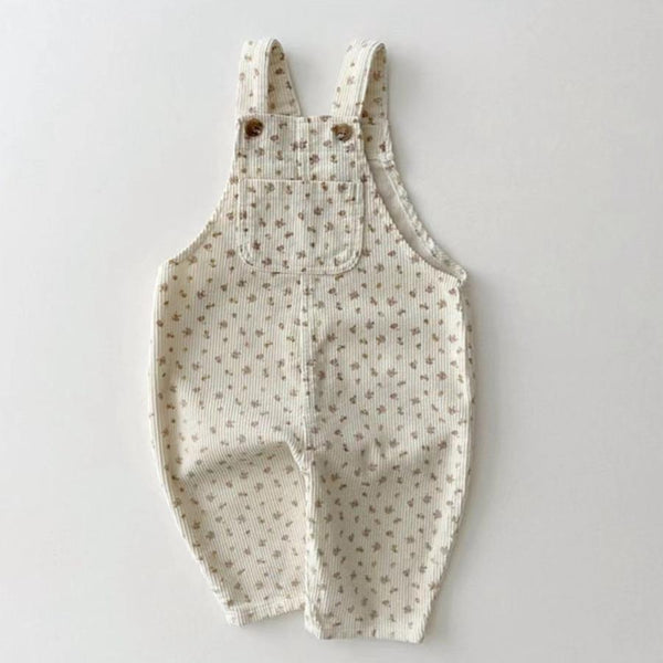 Baby Flower Corduroy Denim Pocket Overalls