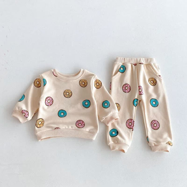 Baby Mira Kids Colorful Donut Print 2 Piece Tracksuit Set