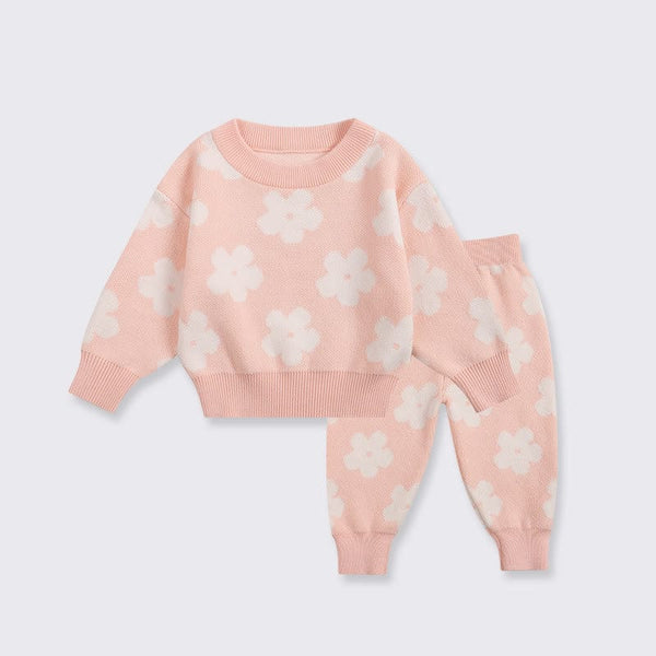 Baby Mira Pink Floral Print 2-Piece Knitted Set