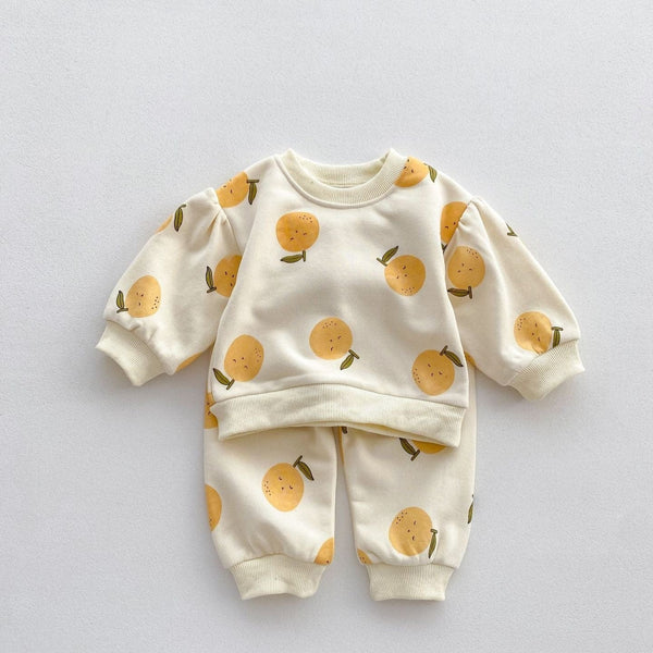 Baby Mira 2-Piece Tracksuit Set in Orange and Lemon