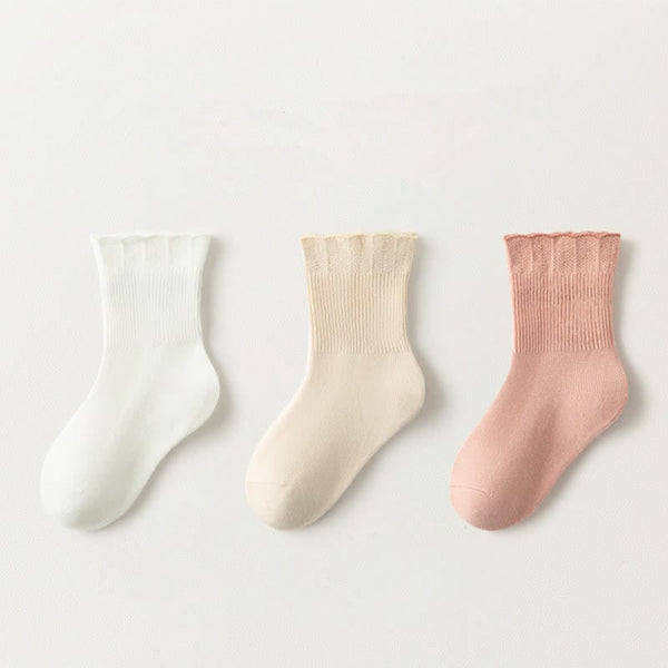 3 Pairs Baby Toddler Solid Color Socks