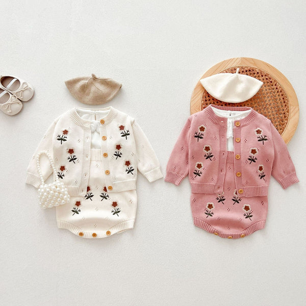 Baby Mira Floral Embroidered Cardigan/Jumpsuit