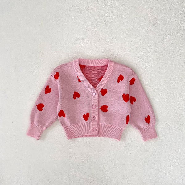 Baby Knitted V-neck Heart Cardigan