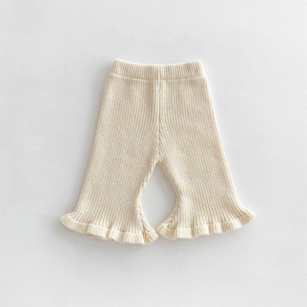 Baby Knitted Solid Color Bell-bottomed Pants