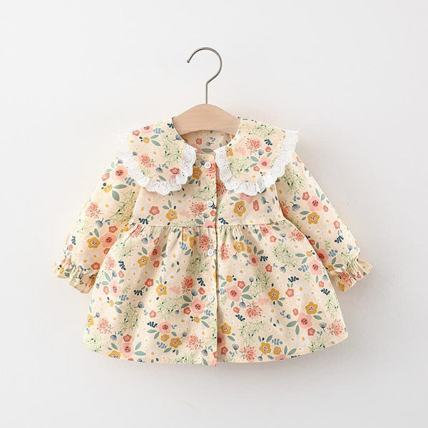 Baby Toddler Lace Lapels Multicolor Flower Dress